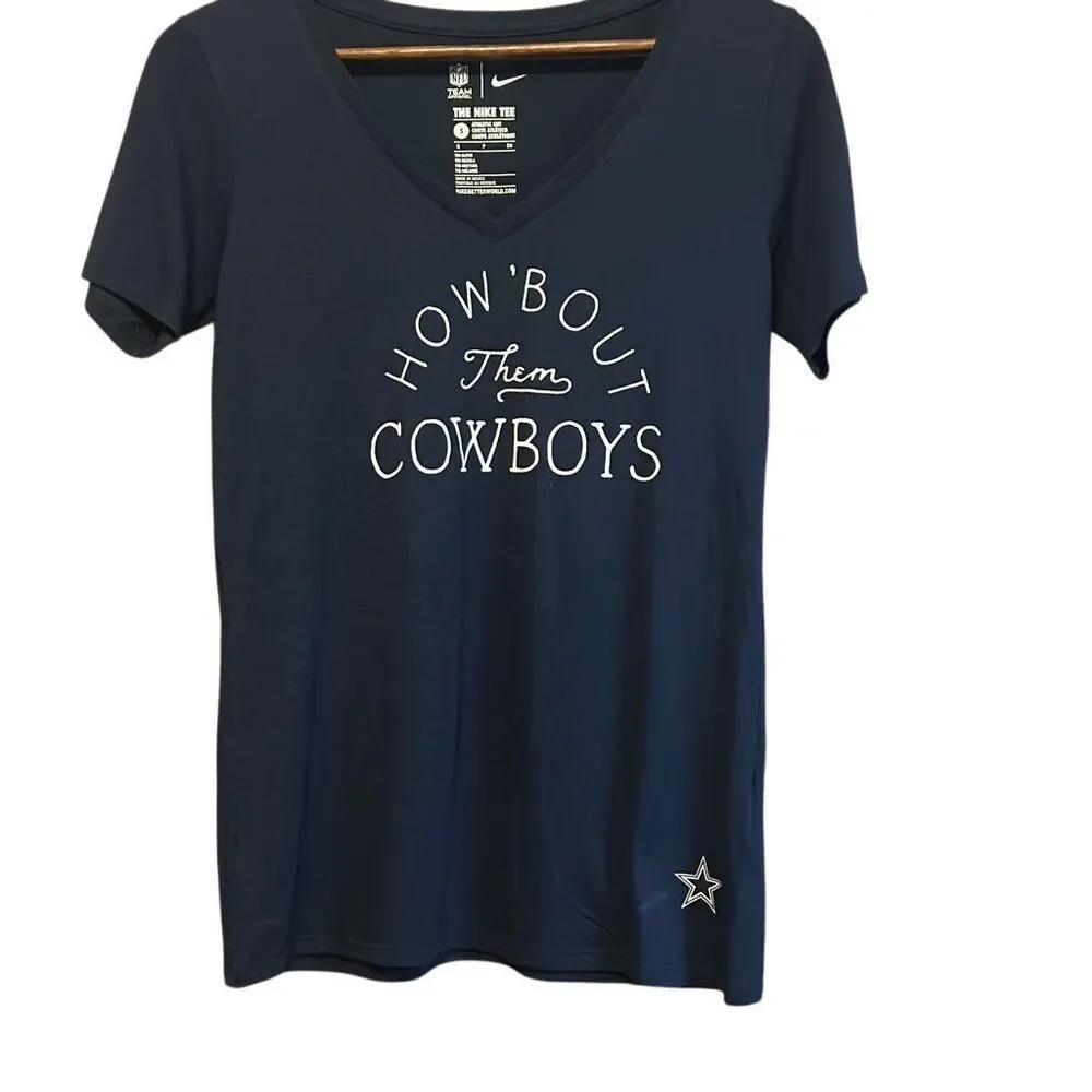 Nike NFL Dallas Cowboys How Bout Them Cowboys‎ V Neck T Shirt Women Small
